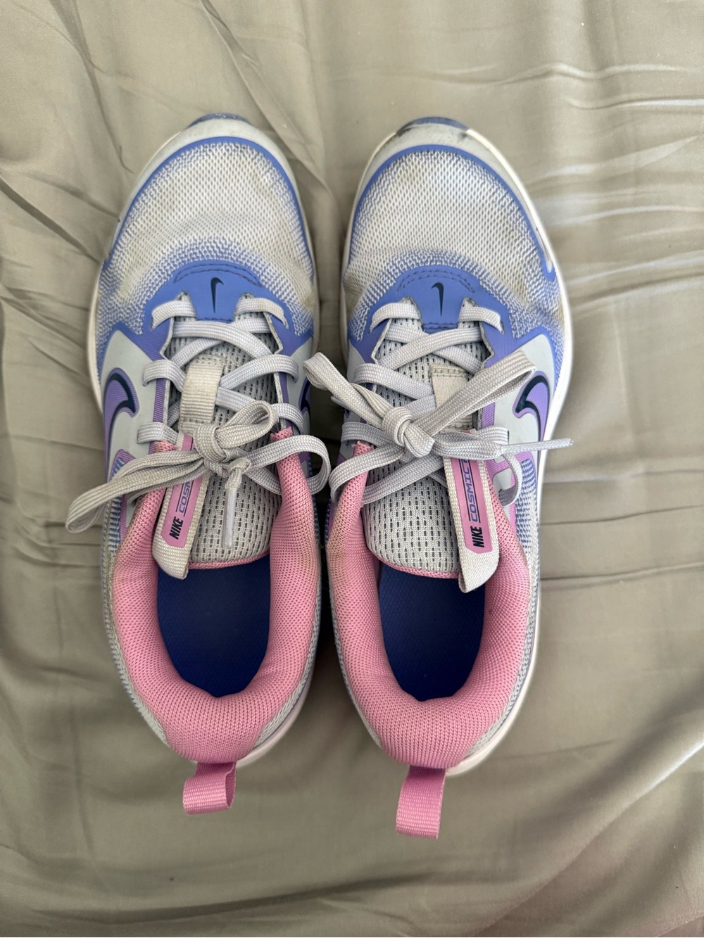 Nike Kids White, Blue & Pink Mesh Sneakers